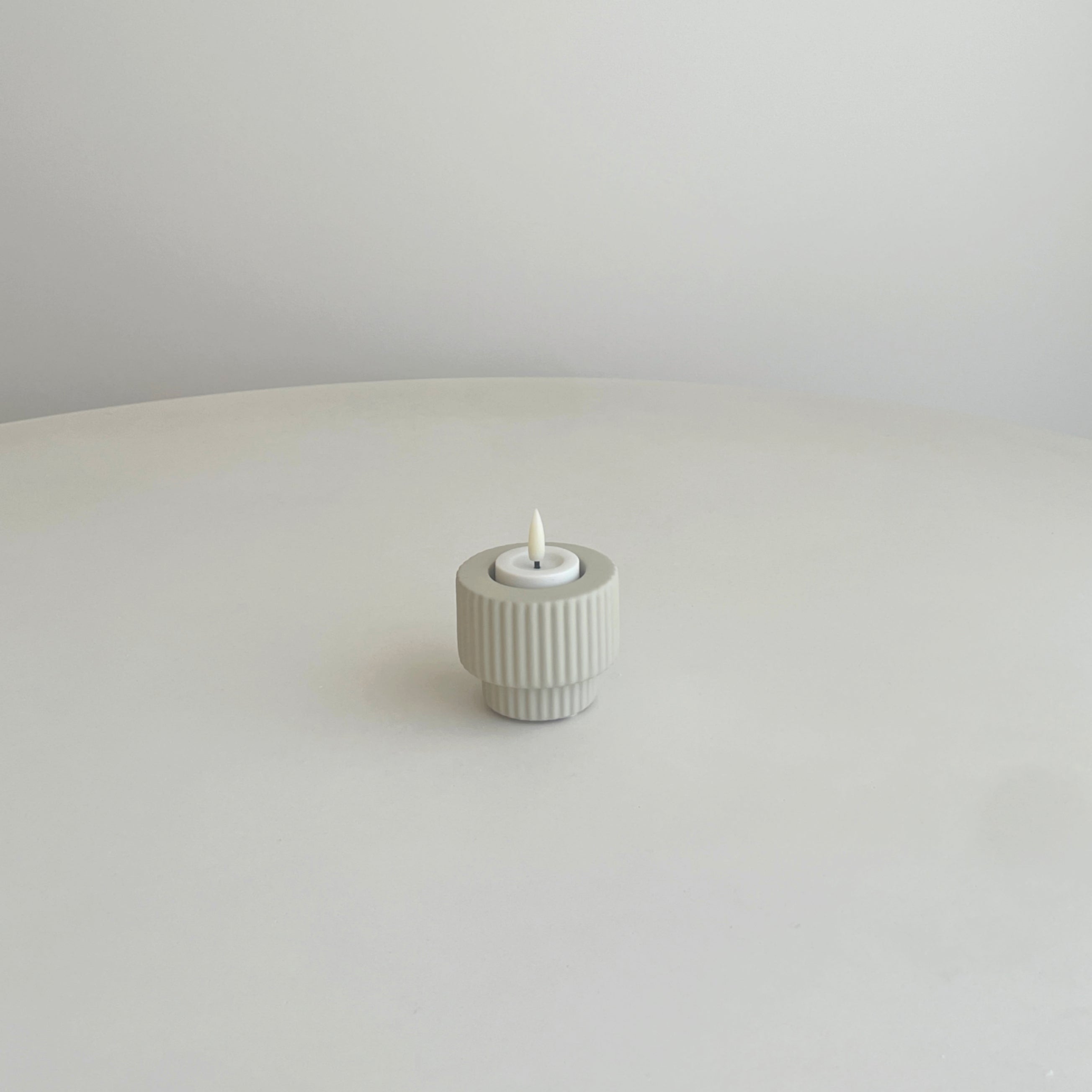 Ceramic Ribbed Tealight Candle Holder